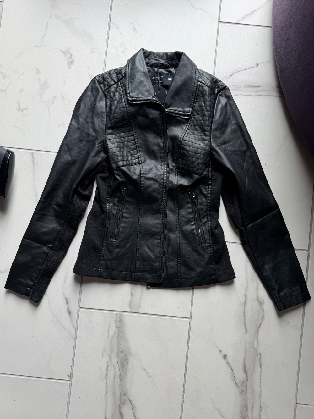 Black Women's Faux Leather Moto Jacket